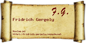Fridrich Gergely névjegykártya